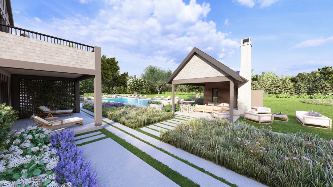 2 Horizontal -  Pathway, Cabana and pool