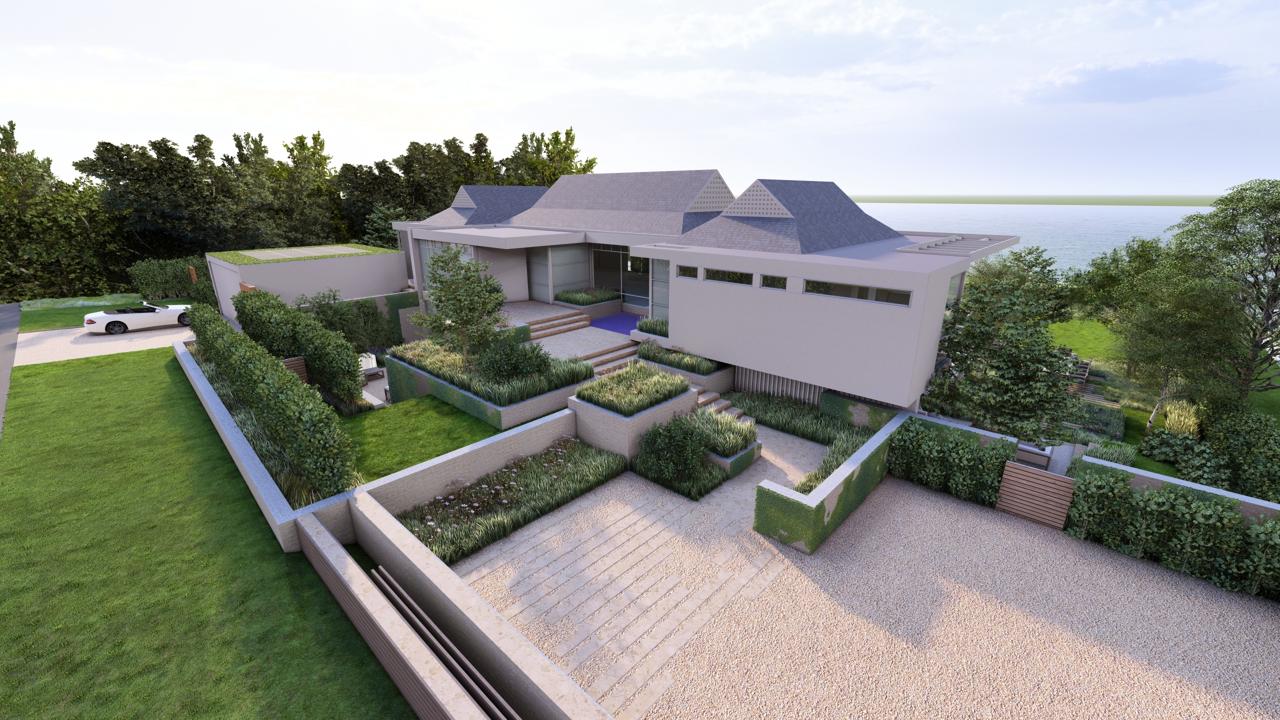 1 - driveway + house
