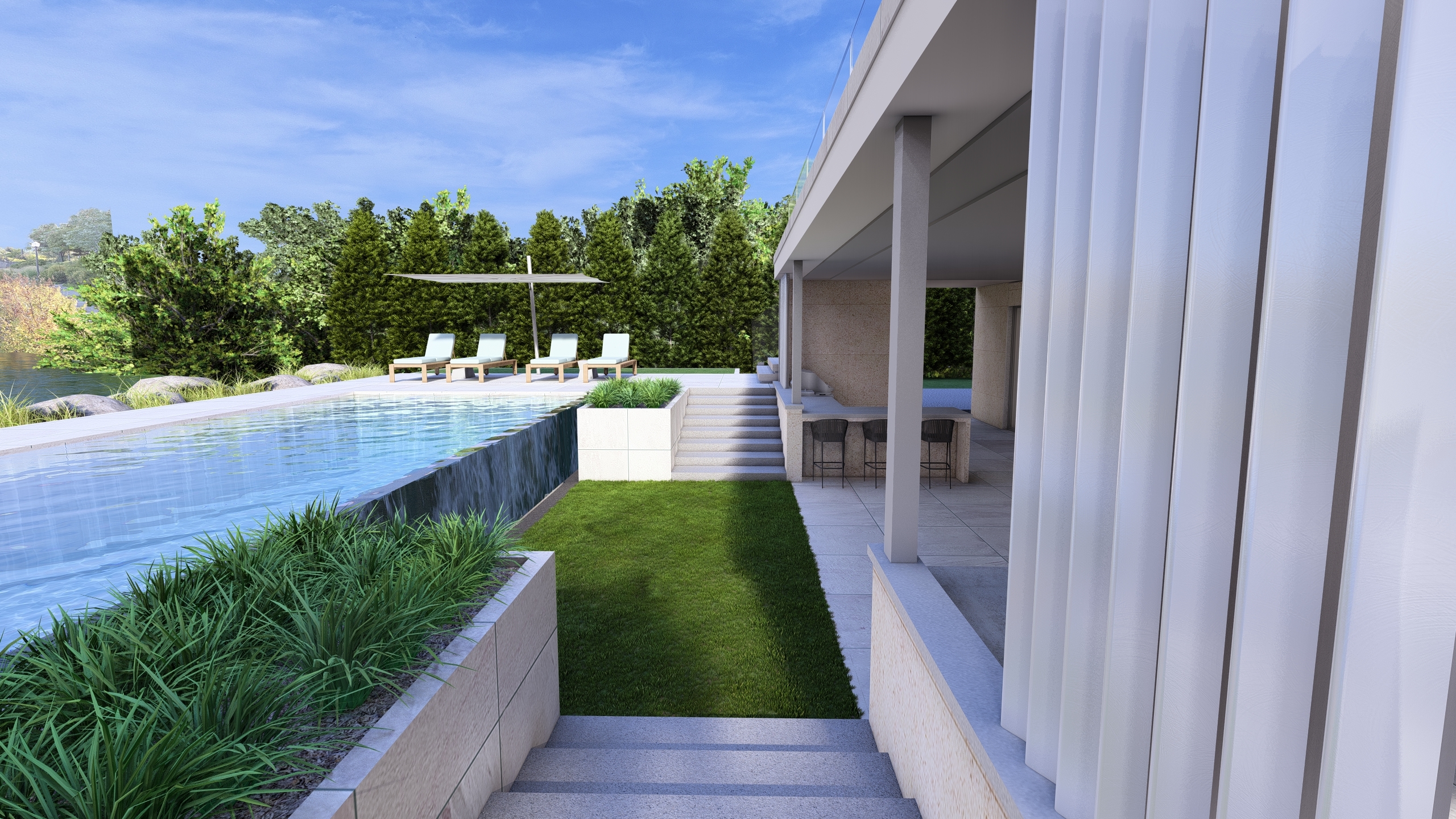 Pic in container horizontal - path next to pool